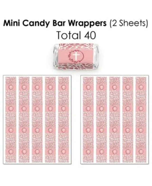 Big Dot of Happiness Pink Elegant Cross - Girl Religious Party Candy Favor  Sticker Kit - 304 Pieces