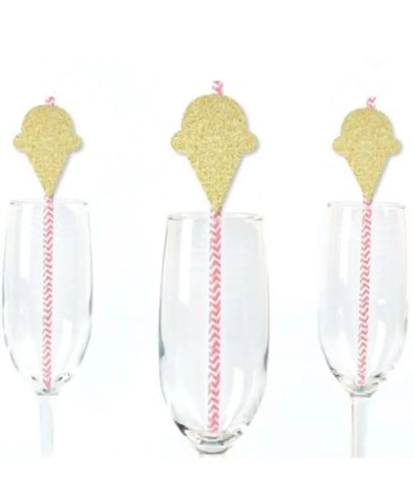 Big Dot Of Happiness Gold Glitter Cat Party Straws - No-mess Real