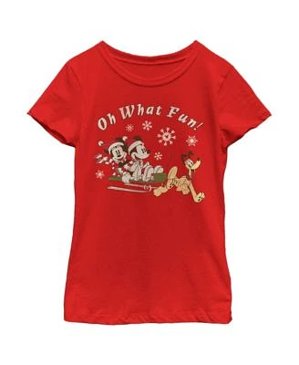 Girl's Mickey & Friends Oh What Fun Sled  Child T-Shirt