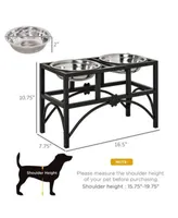 PawHut 23 Modern Dog Bone Wooden Heavy Duty Pet Food Bowl Elevated Feeding Station - Black