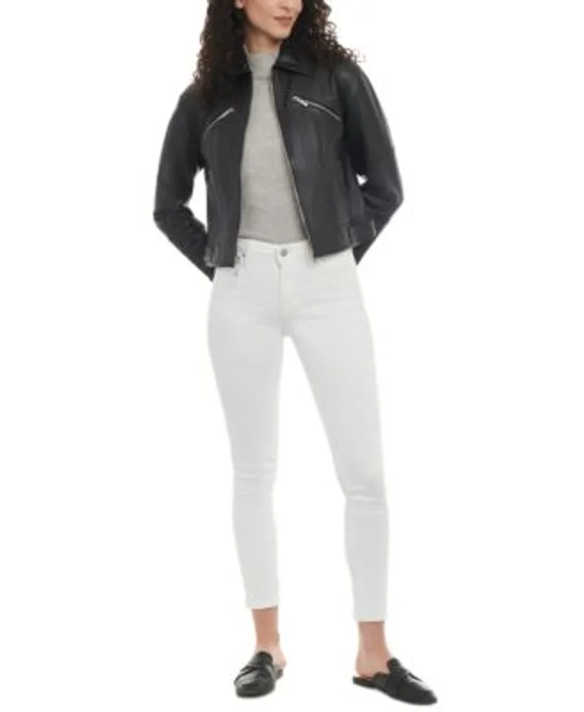MICHAEL Michael Kors Plus Size Genuine Leather Long Sleeve Moto Jacket   Dillards