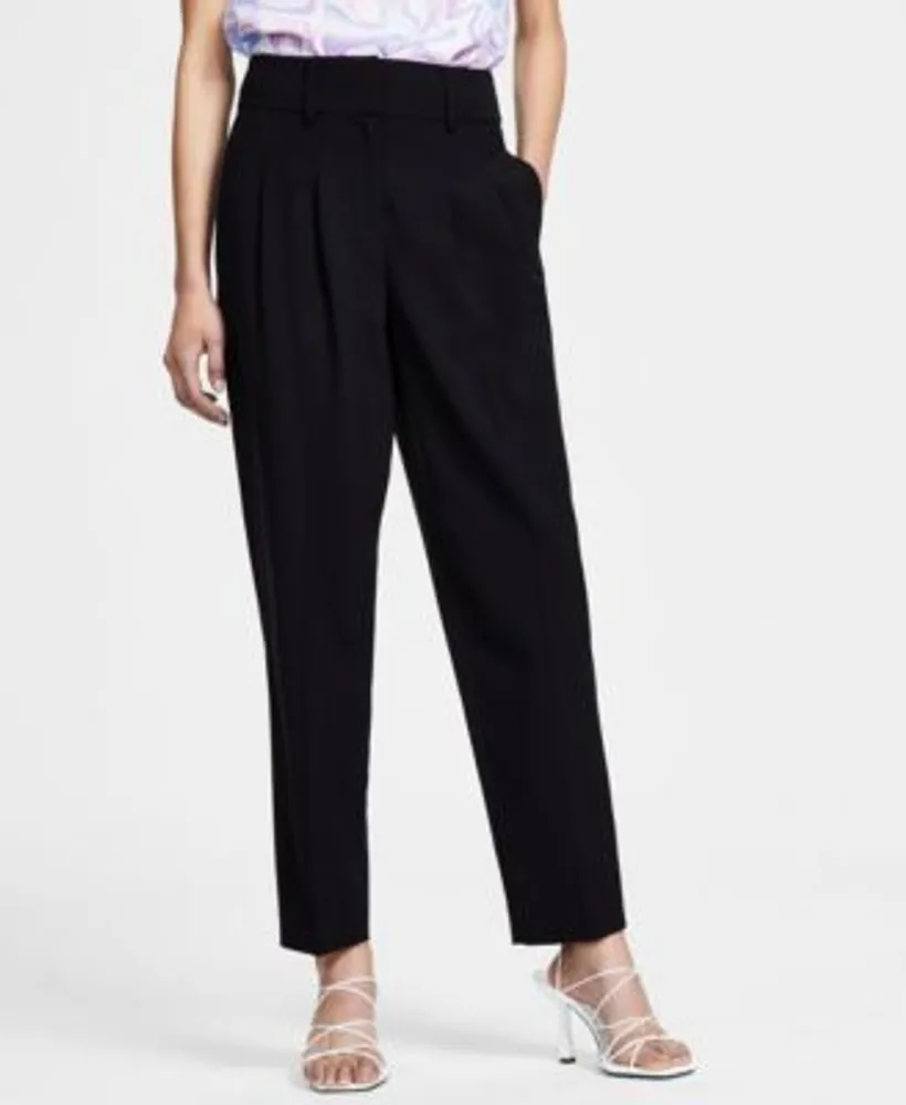 Women's Bi-Stretch Pleated Straight-Leg Ankle Pants, Created for Macy's
