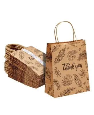 15 Pack White Thank You Paper Gift Bags with Handles, Tissue Paper for  Wedding, Baby Shower, Birthday Party Favors (8 x 4 x 8.8 In) 