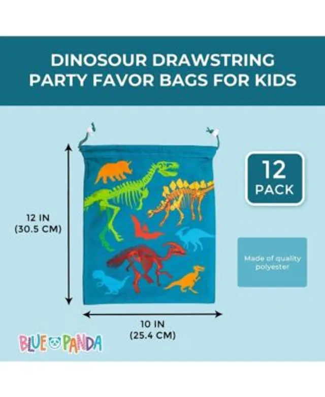 Blue Panda 12 Pack Drawstring Dinosaur Goodie Bags for Kids Birthday Themed  Party Favors (12 x 10 In)