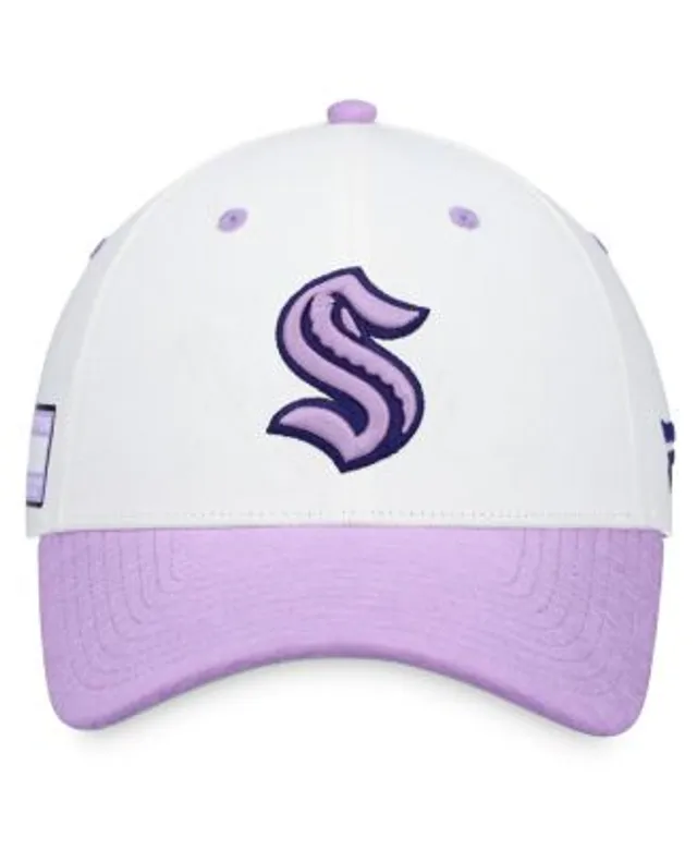 Men's Fanatics Branded White/Purple Washington Capitals Authentic Pro Hockey  Fights Cancer Snapback Hat