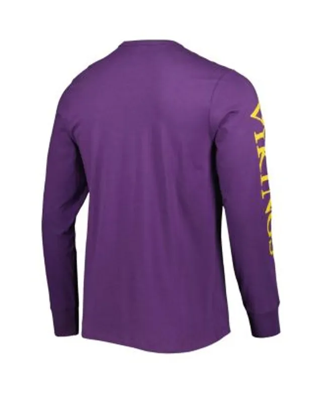 Men's Nike Heathered Charcoal/Purple Minnesota Vikings Tri-Blend Raglan Athletic Long Sleeve Fashion T-Shirt Size: Large