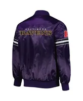 Women's Starter Purple Baltimore Ravens Line Up Satin Full-Snap Varsity Jacket