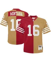 Men's Joe Montana Mitchell & Ness Scarlet San Francisco 49ers Retired  Player Name & Number T-Shirt