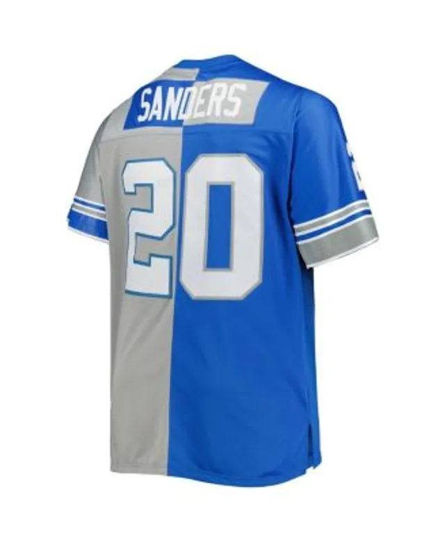 Men's Mitchell & Ness Barry Sanders Blue/Silver Detroit Lions Big & Tall  Split Legacy Retired Player Replica Jersey