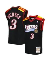 Men's Mitchell & Ness Allen Iverson Black Philadelphia 76ers 2000-01  Hardwood Classics Marble Swingman Jersey