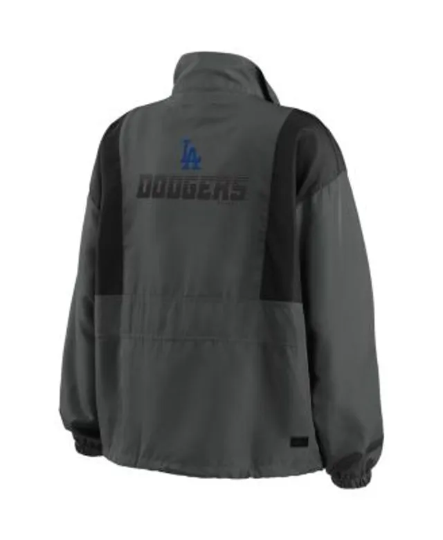 LevelWear Women's Gray Los Angeles Dodgers Verse Asymmetrical Tri-Blend  Quarter-Zip Jacket