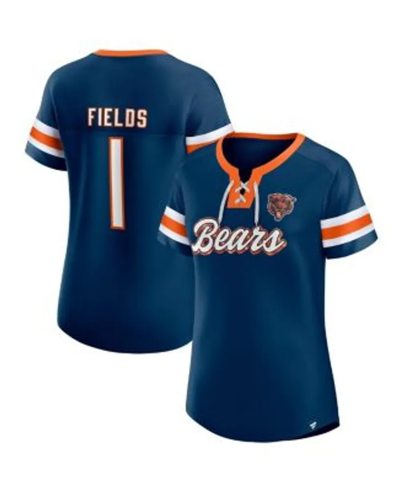 Fanatics Women's Branded Justin Fields Navy Chicago Bears Athena Name and  Number Notch Neck T-shirt