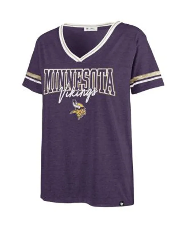 '47 Minnesota Vikings Women's Lace-Up V-Neck Jersey T-Shirt Large