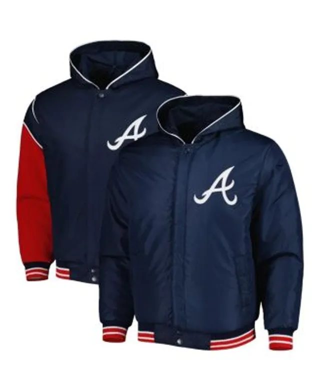 Atlanta Braves Two-Tone Reversible Fleece Hooded Jacket - Navy/Red