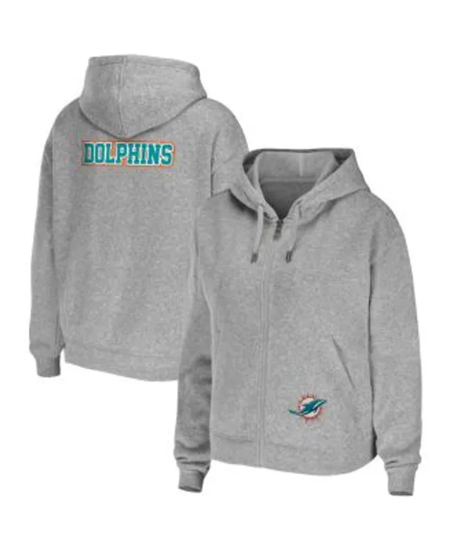 Fanatics Women's Plus Size Heathered Gray Miami Dolphins Lace-Up Pullover Hoodie