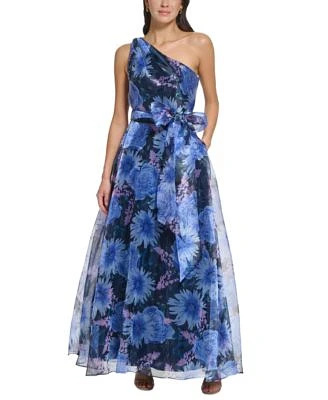 Women's One-Shoulder Bow-Sash Floral Gown