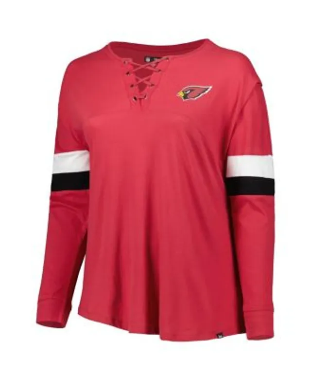 Women's New Era Cardinal Arizona Cardinals Plus Size Athletic Varsity Lace-Up V-Neck Long Sleeve T-Shirt