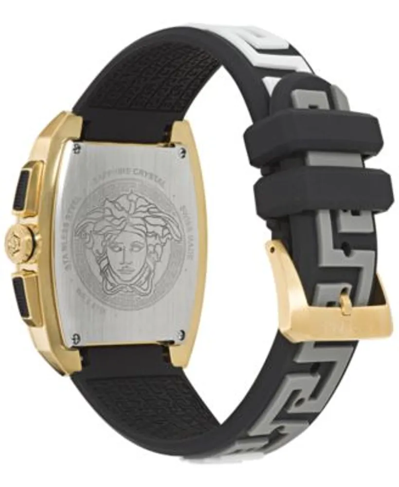 Men's Swiss Chronograph Dominus Black & White Silicone Strap Watch 42x50mm