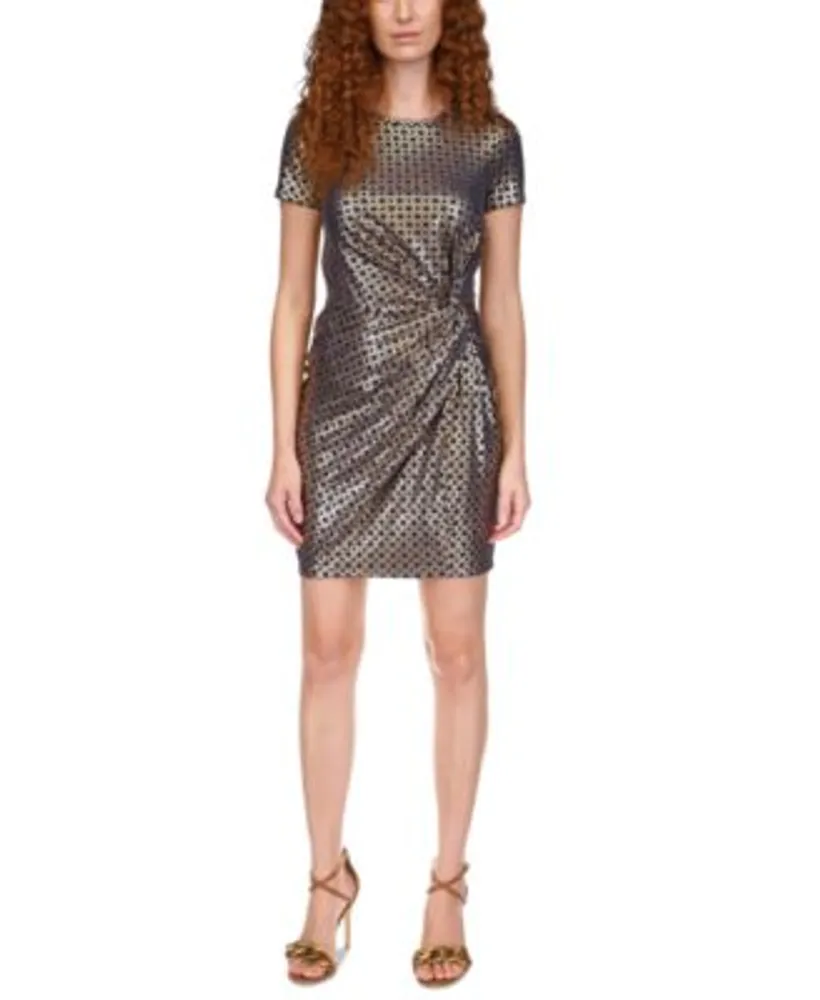 Michael Michael Kors Plus Size Logo Chain Print V-Neck Midi Dress - 1x