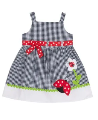 Baby Girls Ladybug Seersucker Dress Set, 2 Piece