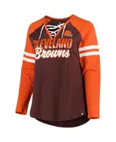 Women's Fanatics Branded Navy/Orange Chicago Bears True to Form Raglan  Lace-Up V-Neck Long Sleeve T-Shirt