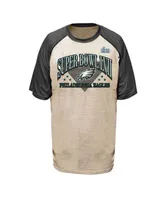 Men's Fanatics Branded Oatmeal/Heather Charcoal Philadelphia Eagles Super Bowl LVII Triangle Strategy Raglan Big & Tall T-Shirt