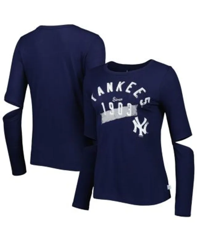 New Era Navy New York Yankees Plus Size Two-Hit Front Knot T-Shirt