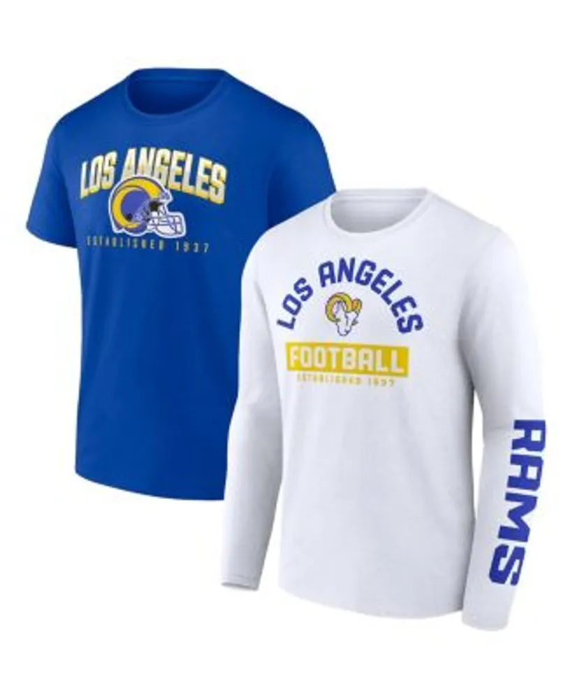 Fanatics Men's Branded Royal, White Los Angeles Rams Long and Short Sleeve  Two-Pack T-shirt