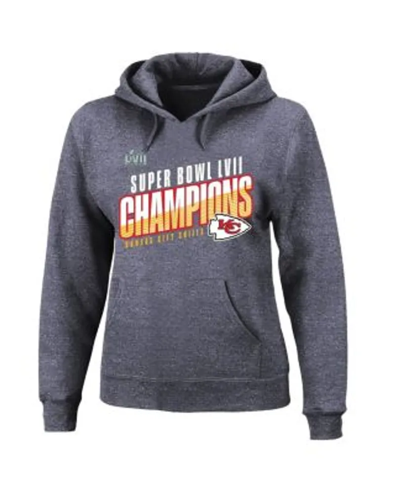 Fanatics Women's Branded Heather Charcoal Kansas City Chiefs Super Bowl LVII  Champions Plus Victory Formation Pullover Hoodie