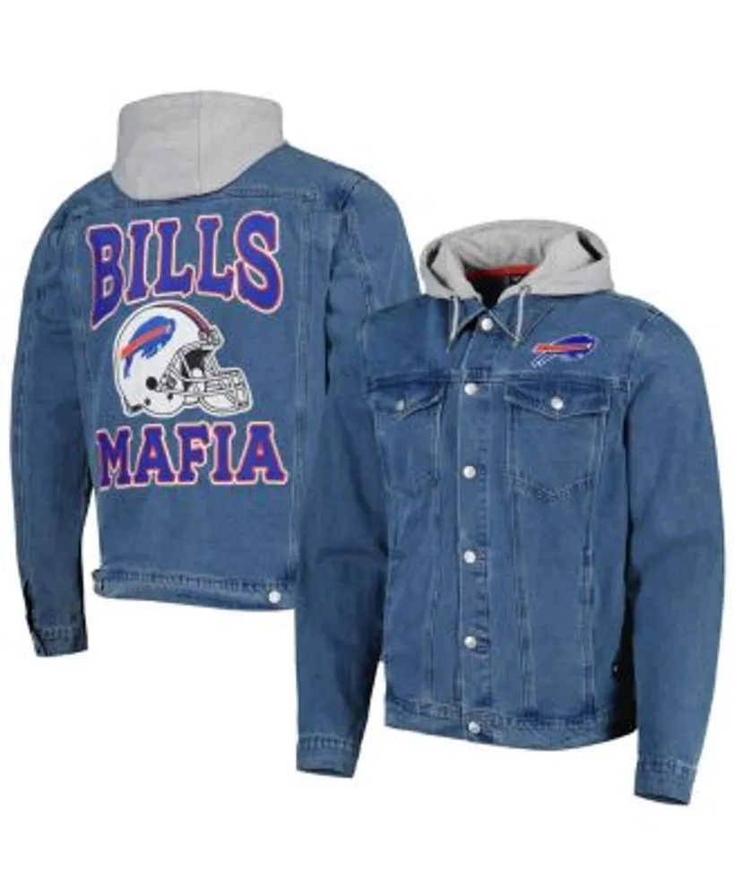 The Wild Collective Men's Buffalo Bills Hooded Full-Button Denim Jacket