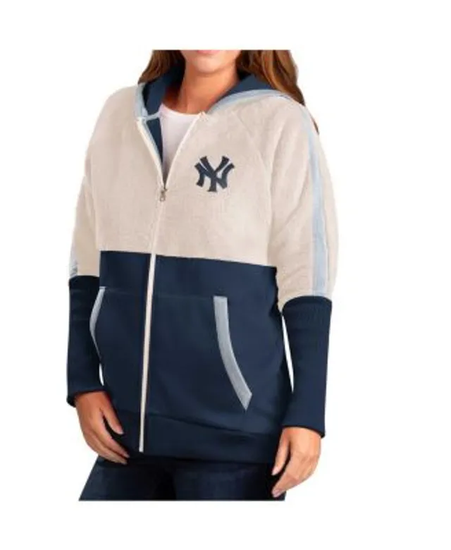 Atlanta Braves G-III 4Her by Carl Banks Women's Shuffle It Raglan Full-Zip  Hoodie - Oatmeal/Navy