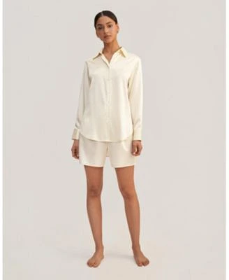 Myrtus Oversized Short Silk Pajama Set for Women