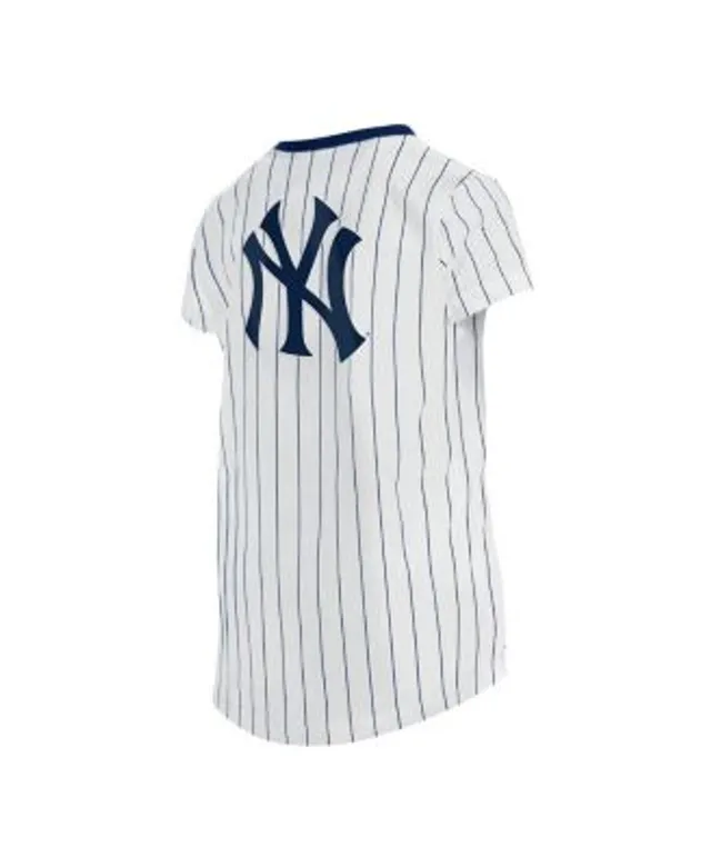 New Era Girls New York Yankees White Pinstripe V-Neck T-Shirt