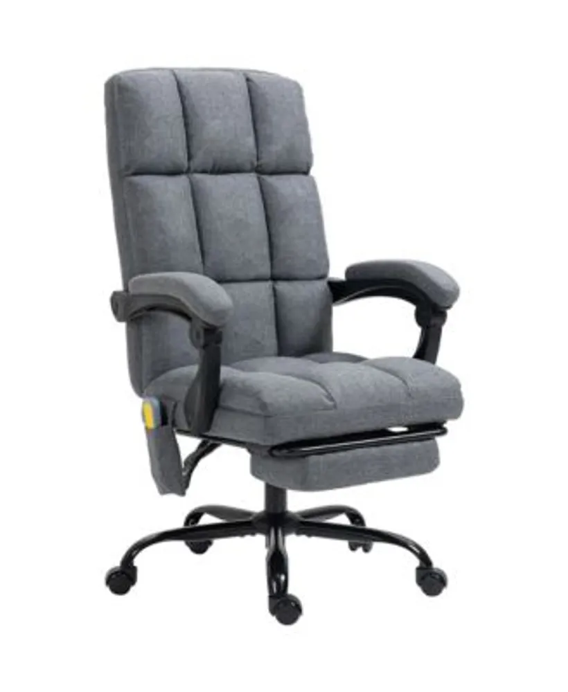 Reclining Office Chair Rolling Swivel Chair Footrest Linen-Feel