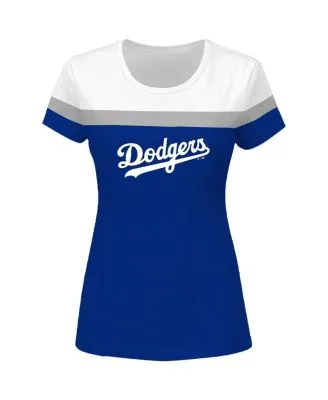 Youth WhiteRoyal Los Angeles Dodgers Pinstripe Raglan V-Neck T-Shirt