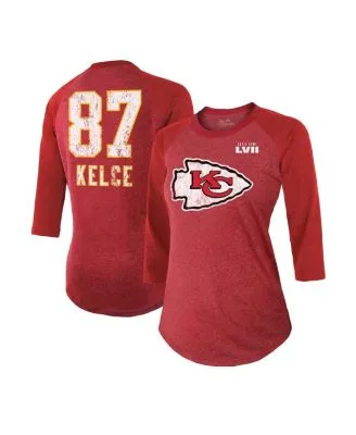 Patrick Mahomes Kansas City Chiefs Fanatics Branded Women's Player Raglan Name & Number 3/4-Sleeve T-Shirt - Cream/Red