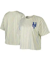 New York Yankees New Era Women's Boxy Pinstripe T-Shirt - White