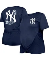 New Era Navy New York Yankees Plus Size Two-Hit Front Knot T-Shirt