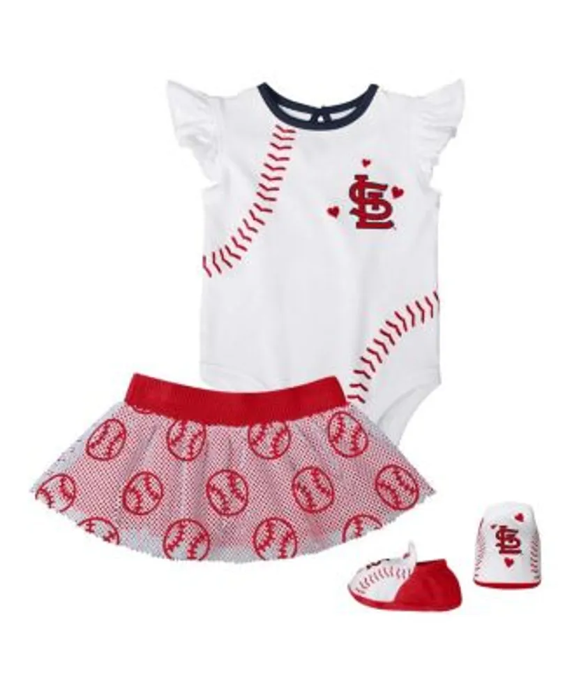 Cincinnati Reds Girls Newborn & Infant 3-Pack Batter Up Bodysuit Set -  Red/White/Heathered Gray