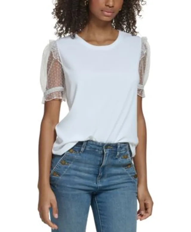 Karen Scott Petite 3/4 Sleeve Cotton Scoop-Neck Top, Created for Macy's - Bright White - Size P/L