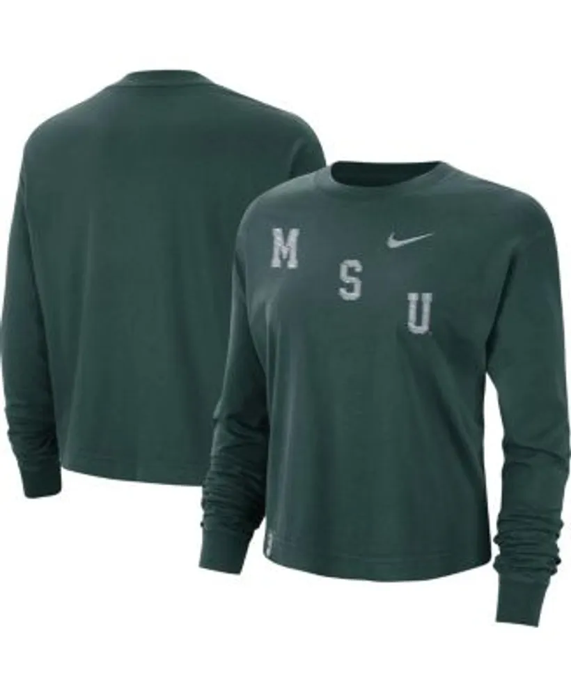 Women's Green Michigan State Spartans Ombre Long Sleeve Dip-Dyed