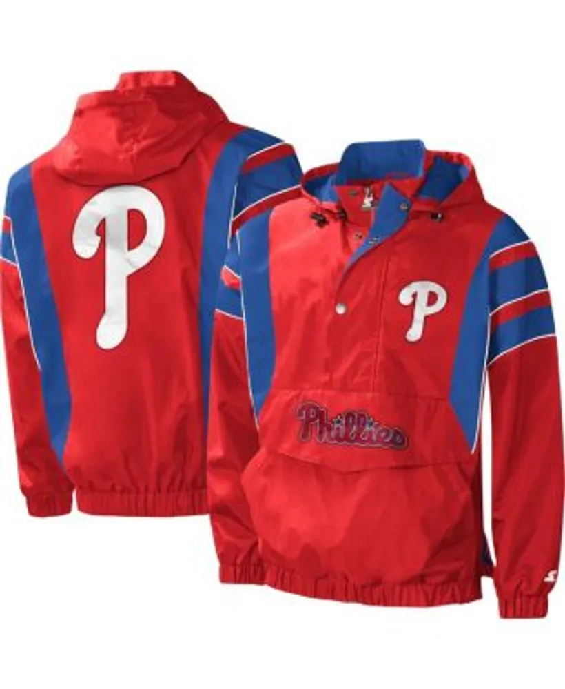 Starter Men's Red Philadelphia Phillies Impact Hoodie Half-Zip Jacket