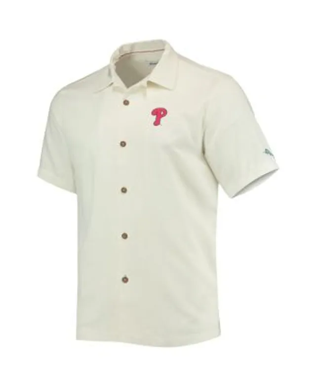 Texas Rangers Tommy Bahama Baseball Camp Button-Up Shirt - Cream