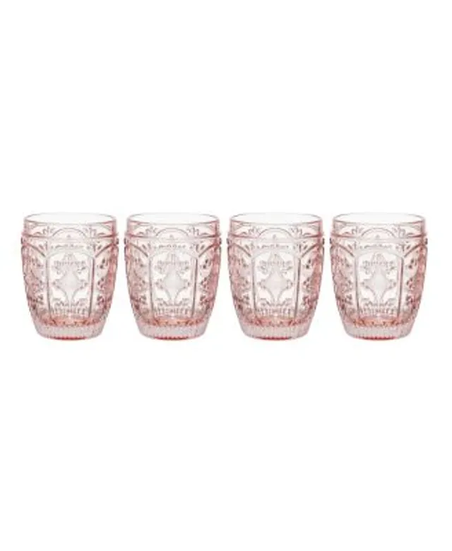 Fitz and Floyd Villa Palm Double Old Fashioned Glasses Green - Set of 4