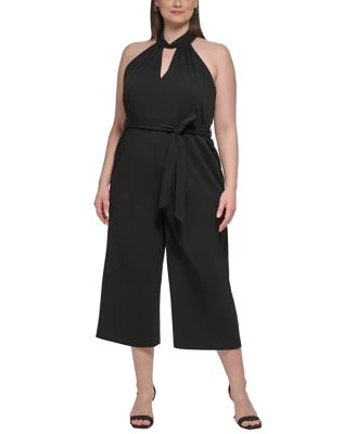 Plus Cropped Halter Jumpsuit