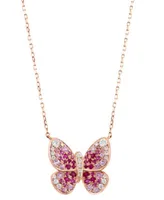 14kt Rose Gold Diamond 3-Butterfly Necklace