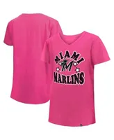 Girl's Youth New Era Pink Toronto Blue Jays Jersey Stars V-Neck T-Shirt