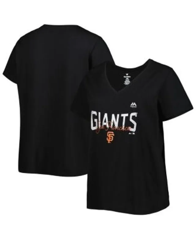 Women's Black San Francisco Giants Oversized Spirit Jersey V-Neck T-Shirt