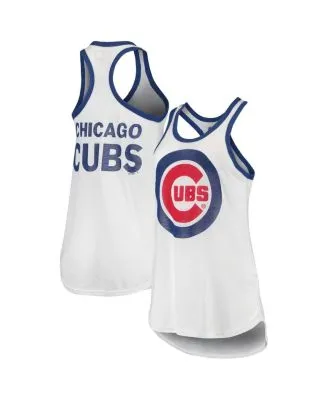 New Era Women's White Chicago Cubs Pinstripe Henley Racerback Tank