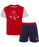Outerstuff Preschool Boston Red Sox Red/Heather Gray Groundout Baller Raglan T-Shirt & Shorts Set